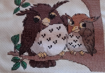 Вышитая картина "Совушки"