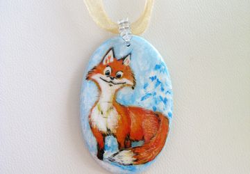 Кулон с росписью "Лиса-плутовка". Готовая работа.