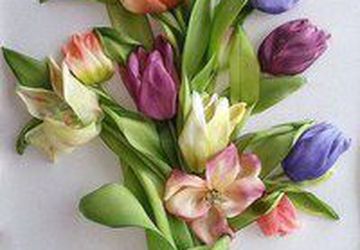 ВЫШИВКА ЛЕНТАМИ -- "ТЮЛЬПАНЫ "