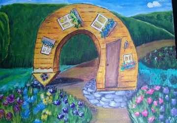 Картина маслом "Дом- стрелка"