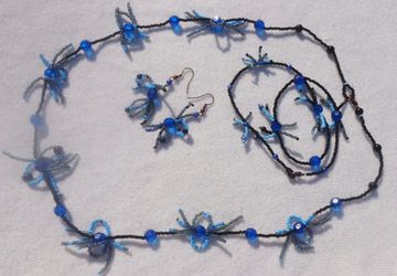 Колье , браслет, серьги "Паучки"