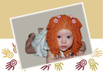 Вязаная шапочка-парик (кудрявая)