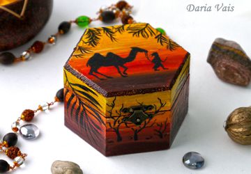 Шкатулка "Сны об Иордании" (роспись, дерево)