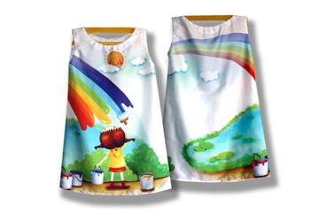 Платье для девочки "Нарисованная радуга" фотопринт