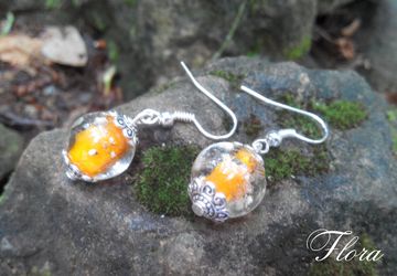 Серьги с бусинами лэмпворк