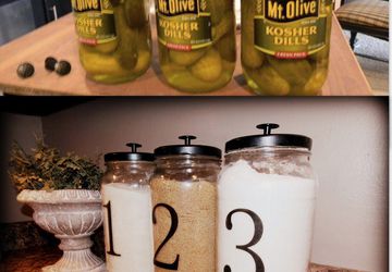 Контейнер для сыпучих продуктов из стеклянной банки.