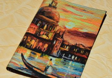 Кожаная обложка для паспорта Закат в Венеции
