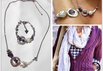 Комплект с аметистом и белым агатом