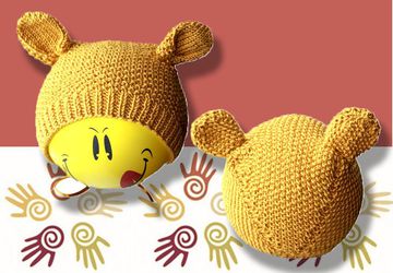 Вязаный чепчик шапочка "Мишка"