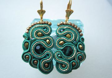 Сутажные серьги Малахит