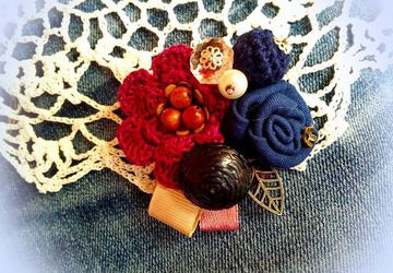Брошь текстильная "Бархатный сезон"
