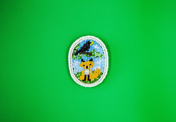 Ворона и Лисица брошь 5см