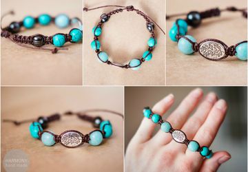 Браслет шамбала "Бирюзовая ветвь"