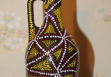 Бутылка декорированная  точечной росписью "Мозайка"
