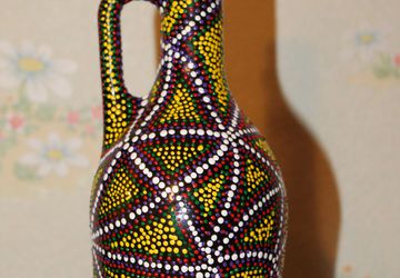 Бутылка декорированная  точечной росписью "Мозайка"