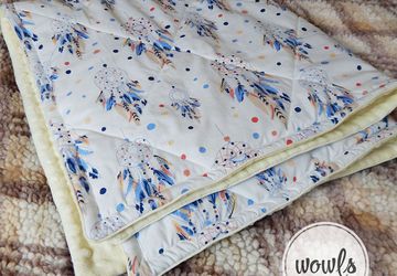 Детское одеяло с принтом "Ловец снов", можно использовать как конверт на выписку