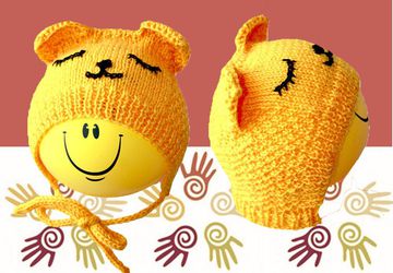 Вязаный Чепчик "Мишутка"