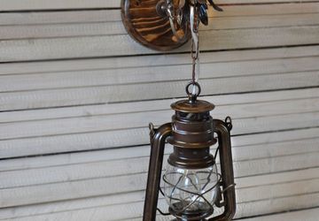 Бра в винтажном стиле Керосиновая лампа на деревянной основе