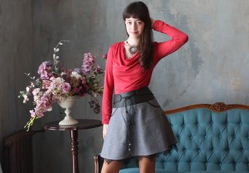 юбка с кокеткой из кожи