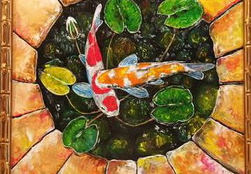 Картина маслом «Карпы кои»