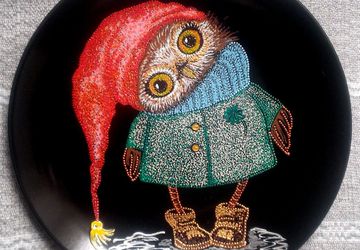 Декоративная тарелочка "Совушка"