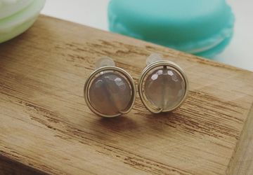 Серьги с серым агатом