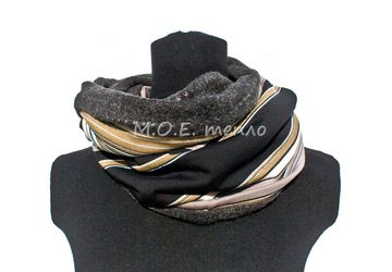 Снуд "Полосатое тепло" (с голубым)