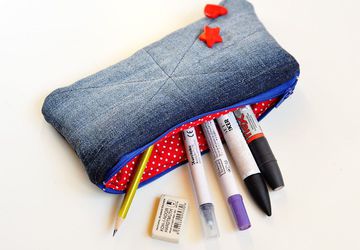 Как сделать пенал из старых джинсов