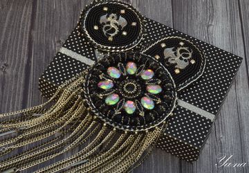 Эполет из бисера и цепей "Сияющий Кристалл"