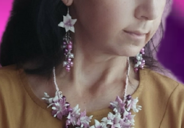 Комплект украшений из холодного фарфора"Лилия"