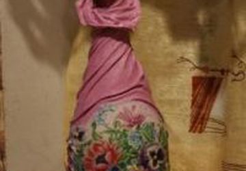 Декупаж бутылок колготками