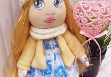 Текстильная, интерьерная кукла по имени Кризанта (Золотой цветок)