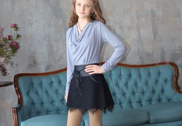 юбка с кокеткой из кожи