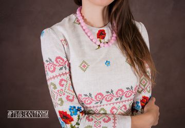 Женское платье из рогожки "Маки"