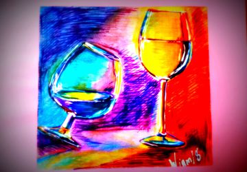 картина ,бокал вина