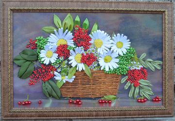 Картина "Корзина с ромашками"