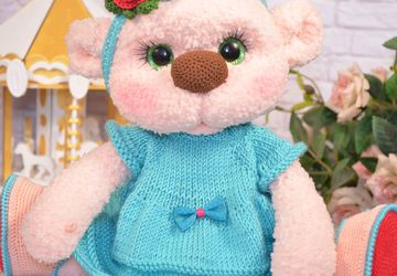 игрушка вязаная амигуруми мишка тедди Карамелька