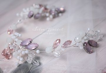 Гребень с веточкой "розовый опал"