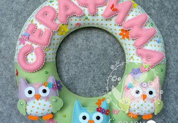 Именное панно из фетра "Совушки"