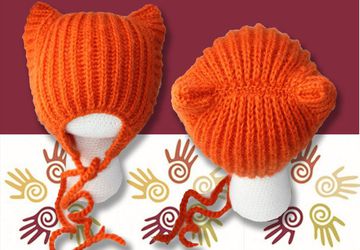 Шапка вязаная с кошачьими ушками