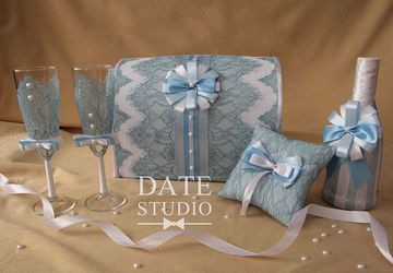 Свадебный набор "Голубое кружево"