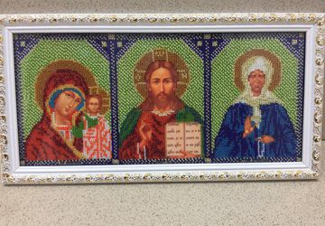 Триптих Казанская Богородица Христос Спаситель Матрона Московская