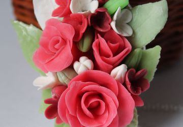 Подвеска "Букет с розами" овал