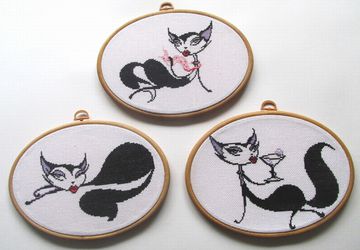 Гламурные кошки. Вышитые картины крестом. Комплект