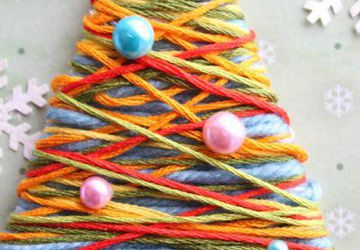 Новогодняя открытка с цветной пряжей!