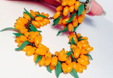 Облепиха, комплект из серёг и браслета