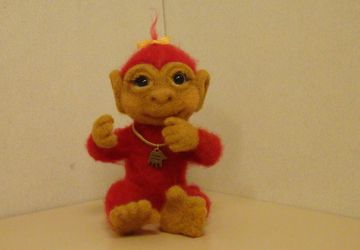 Огненная малышка обезьянка из шерсти