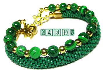 Двойной малахитовый браслет "Хозяйка медной горы"