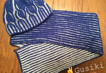 Шапочка и шарфик для мальчика 7-10 лет