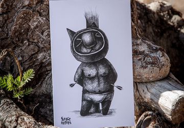 Открытка Space Freaks. Кот со стрелами